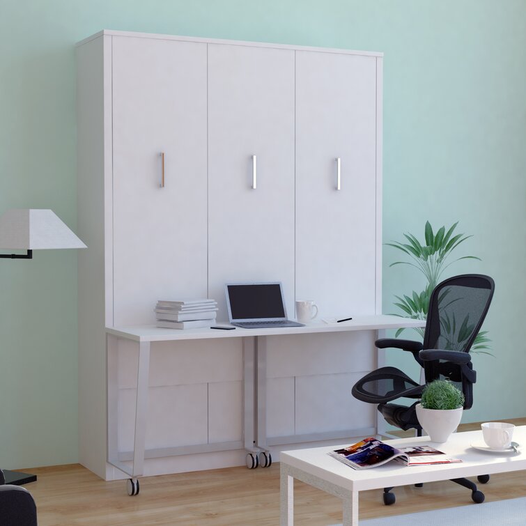 Portrait wall deals bed with desk